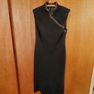 Evan Picone Petite Mandarin Collar Beaded Cocktail Dress